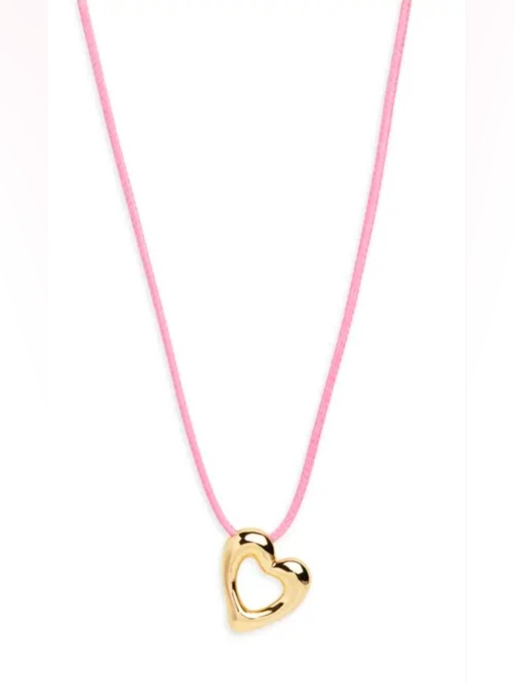 Argento Vivo Open Heart Pendant Necklace. Gold/pink String. NWT